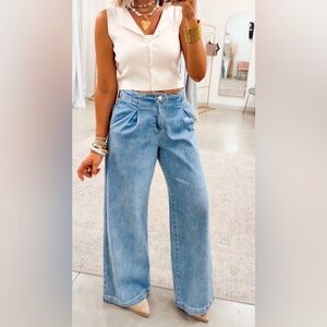 Risen Jackie Mid Rise Wed Leg Stylish Light Blue Flare Jeans